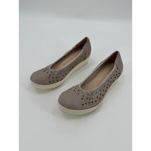 Sacha London Taupe Suede Perforated Platform Wedge Pumps Shoes Womens Size 10